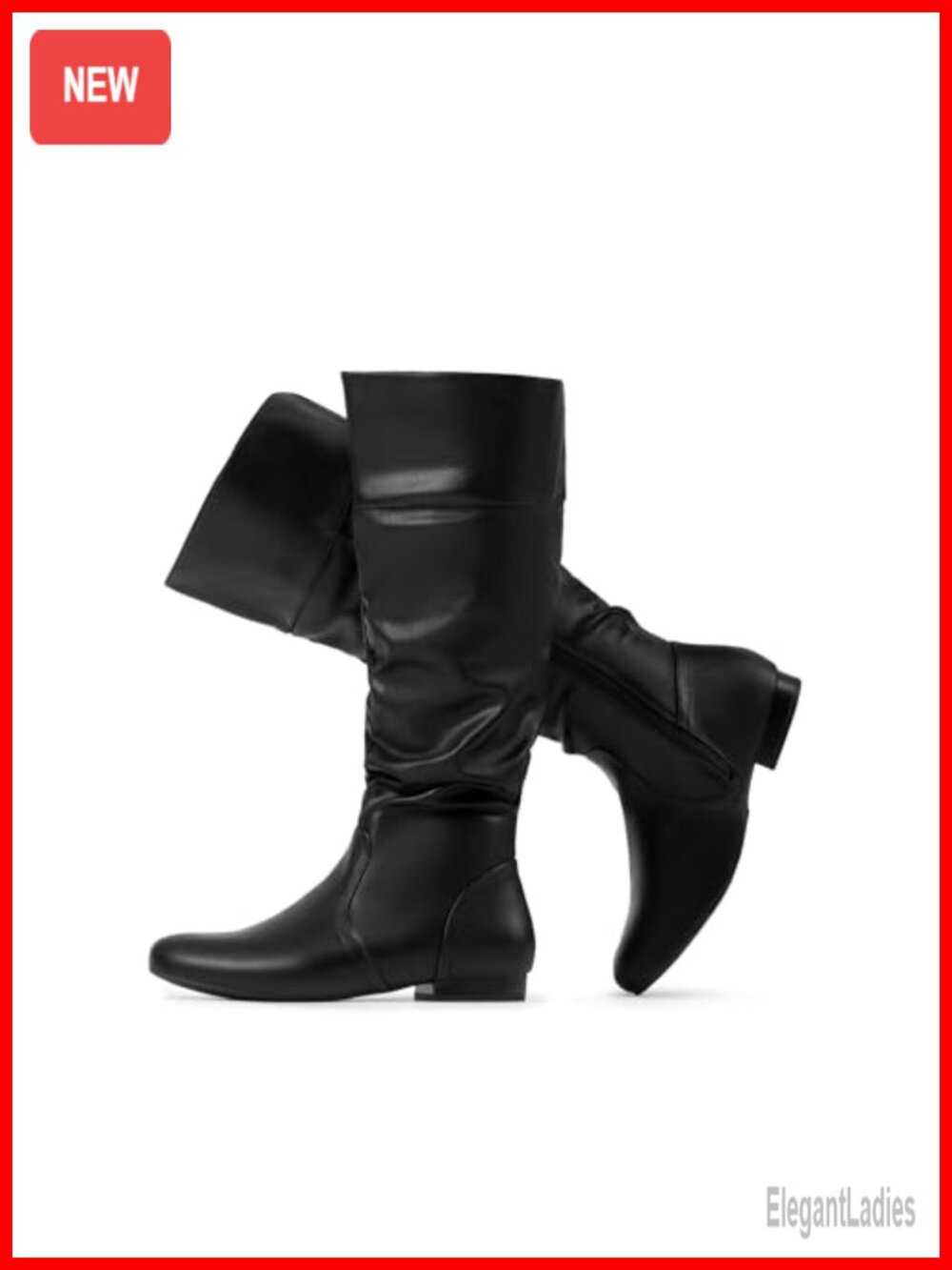Wide Calf Knee High Boots Faux Fur Lined Slouchy Side Zip